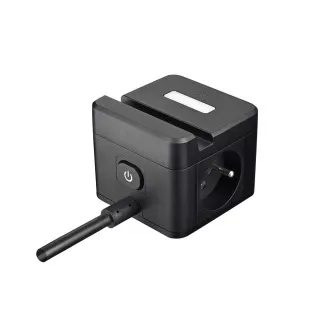 Síťový adaptér VIKING YC23H, černá/Output:2xAC,1xUSB-A,2xUSB-C/držák na mobil/LED světlo/1,4m kabel
