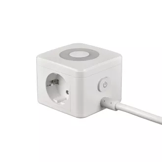 Síťový adaptér VIKING YC23L, bílá/Output:2xAC,1xUSB-A,2xUSB-C/dotykové světlo/1,4m kabel