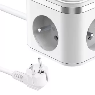 Síťový adaptér VIKING YC33, bílá/Output:3xAC, 1xUSB-A,2xUSB-C/Tlačítko ON/OFF/1,4m kabel