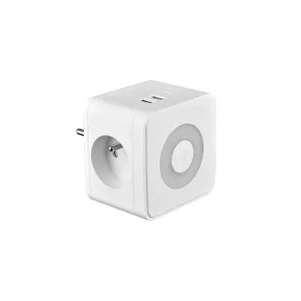 Síťový adaptér VIKING Y23L, bílá/Output:2xAC,1xUSB-A,2xUSB-C/dotykové LED světlo