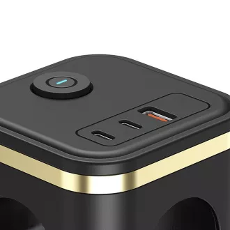 Síťový adaptér VIKING Y33, černá/Output: 3xAC, 1xUSB-A, 2xUSB-C/Tlačítko ON/OFF