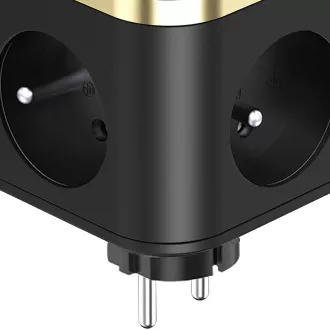 Síťový adaptér VIKING Y33, černá/Output: 3xAC, 1xUSB-A, 2xUSB-C/Tlačítko ON/OFF