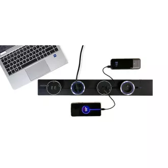 Zásuvková lišta - zápustná Viking LZ60B/230V,50Hz/60cm délka/černá/až 7 modulů/IP20/hliník/zápustná
