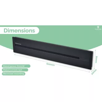 Zásuvková lišta - zápustná Viking LZ60B/230V,50Hz/60cm délka/černá/až 7 modulů/IP20/hliník/zápustná