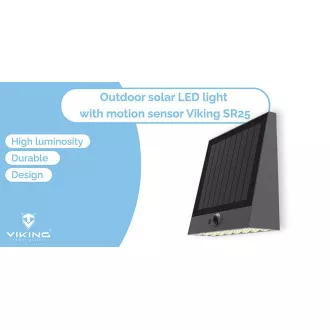 Venkovní solární LED světlo Viking SR25/Pohybový senzor/1000 lm/4 režimy/IP54/denní bílá