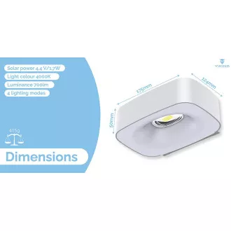 Venkovní solární LED světlo Viking SR38/700 lm/4 režimy/IP65/denní bílá