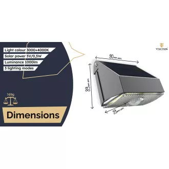Venkovní solární LED světlo Viking SR11/1000lm /solární napájení /3000K + 4000K (teplá a denní bílá)