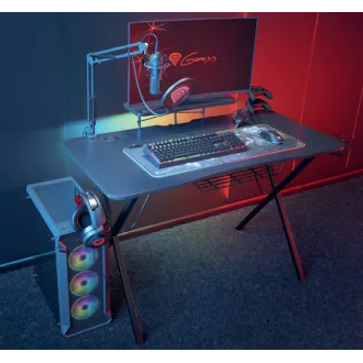Genesis Holm 300 RGB - herní stůl s RGB podsvícením, 3xUSB 3.0, bezdrátová nabíječka mobilů Genesis Holm 300 RGB - herní stůl s RGB podsvícením, 3xUSB 3.0, bezdrátová nabíječka mobilů