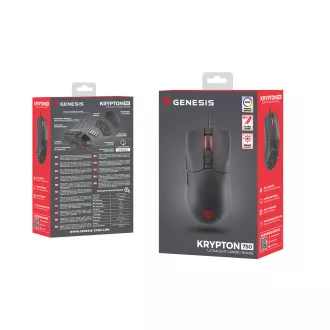 Genesis herní optická myš KRYPTON 750/RGB/8000 DPI/Herní/Optická/8 000 DPI/Drátová USB/Černá