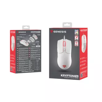 Genesis herní optická myš KRYPTON 750/RGB/8000 DPI/Herní/Optická/8 000 DPI/Drátová USB/Bílá