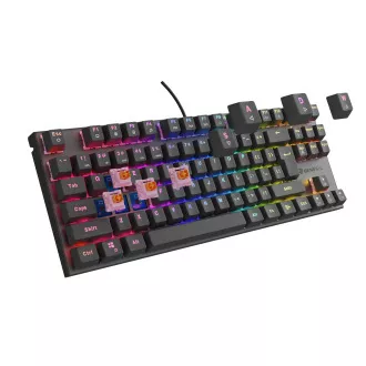 Genesis herní mechanická klávesnice THOR 303/TKL/RGB/Outemu Peach Silent/Drátová USB/US layout/Černá