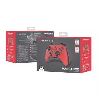 Bezdrátový gamepad Genesis MANGAN 400 pro PC/Switch/Mobil, červený