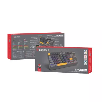Genesis herní klávesnice THOR 230/TKL/RGB/Outemu Red/Drátová USB/US layout/Anchor Positive Šedá