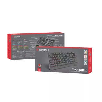 Genesis herní bezdrátová klávesnice THOR 230 Lite/Drátová USB/US layout/Černá