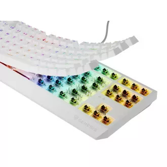 Genesis herní klávesnice THOR 230/TKL/RGB/Outemu Brown/Drátová USB/US layout/Bílá