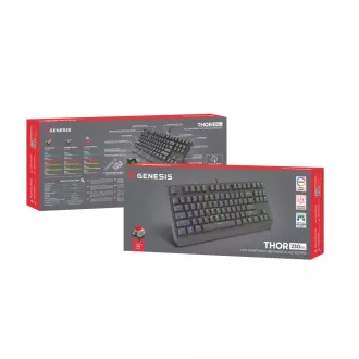Genesis herní klávesnice THOR 230/TKL/RGB/Outemu Red/Drátová USB/US layout/Černá