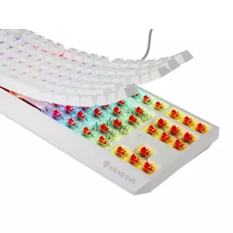 Genesis herní klávesnice THOR 230/TKL/RGB/Outemu Red/Drátová USB/US layout/Bílá