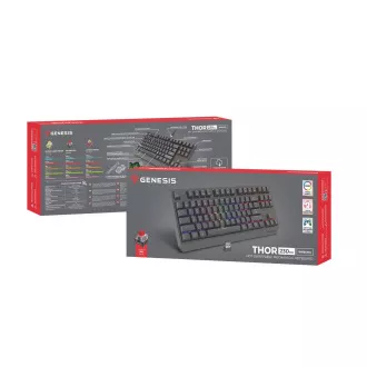 GENESIS herní klávesnice THOR 230/TKL/RGB/Outemu Red/Bezdrátová USB + Bluetooth/US layout/Černá