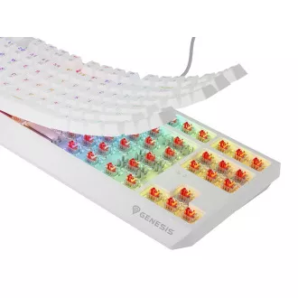 GENESIS herní klávesnice THOR 230/TKL/RGB/Outemu Red/Bezdrátová USB + Bluetooth/US layout/Bílá