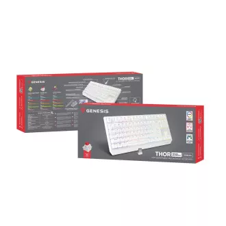 GENESIS herní klávesnice THOR 230/TKL/RGB/Outemu Red/Bezdrátová USB + Bluetooth/US layout/Bílá