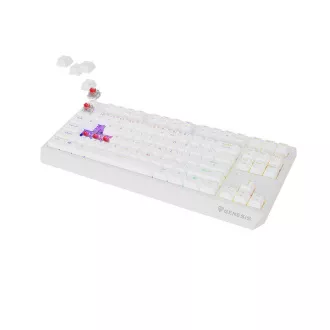 GENESIS herní klávesnice THOR 230/TKL/RGB/Outemu Red/Bezdrátová USB + Bluetooth/US layout/Bílá