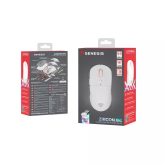 Genesis herní bezdrátová myš ZIRCON XIII/Herní/Optická/26 000 DPI/Bezdrátové USB/Bílá
