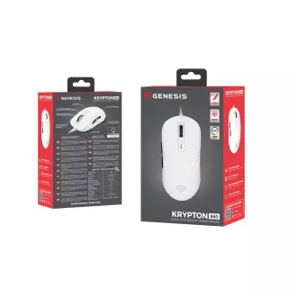 Genesis herní myš KRYPTON 660/Herní/Optická/12 000 DPI/Drátové USB-A/Bílá