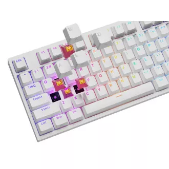 Herní mechanická klávesnice Genesis THOR 404/RGB/Outemu Peach Silent/Drátové USB-A/US layout/Bílá