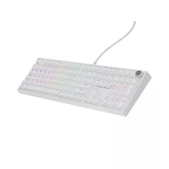 Herní mechanická klávesnice Genesis THOR 404/RGB/Outemu Peach Silent/Drátové USB-A/US layout/Bílá