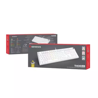 Herní mechanická klávesnice Genesis THOR 404/RGB/Gateron Yellow Pro/Drátové USB-A/US layout/Bílá