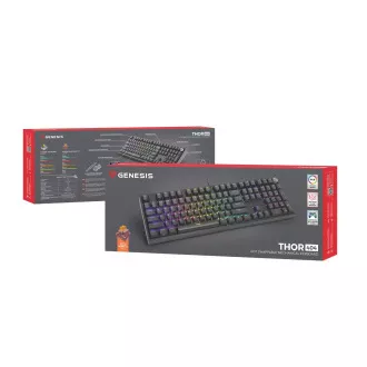 Herní mechanická klávesnice Genesis THOR 404/RGB/Outemu Peach Silent/Drátové USB-A/US layout/Černá