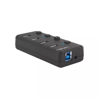 Natec Mantis 2 aktivní rozbočovač s funkcí nabíjení 4x USB 3.0 HUB, vypínač, napájecí adaptér
