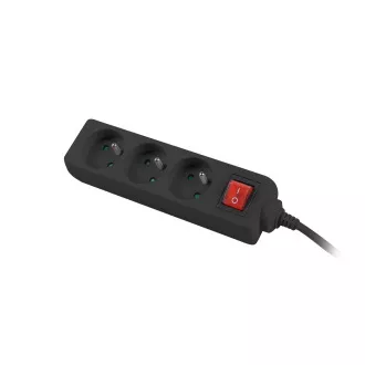Prodlužovací kabel Lanberg PS1, 3 zásuvky, 3m vypínač, černá