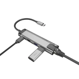 Natec multiport adaptér FOWLER GO HUB 5v1, 2X USB 3.0 HUB, HDMI 4K, USB-C PD, RJ45