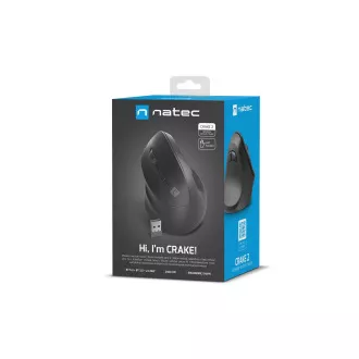 Natec CRAKE 2/Kancelářská/Optická/Pro leváky/2 400 DPI/USB+BT/Černá