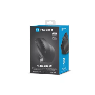 Natec CRAKE 2/Kancelářská/Optická/Pro praváky/2 400 DPI/USB+BT/Černá