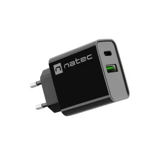 Universální nabíječka Natec RIBERA 20W 1X USB-A + 1X USB-C, černá