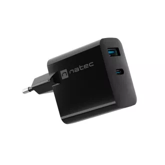 Univerzální USB nabíječka Natec RIBERA GaN 45W, 1X USB-A, 1X USB-C, černá
