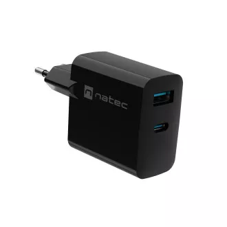 Univerzální USB nabíječka Natec RIBERA GaN 45W, 1X USB-A, 1X USB-C, černá