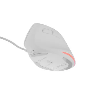Vertikální myš Natec CRAKE 2 PRO/Vertikální/Optická/Pro praváky/12 400 DPI/Drátové USB-A/Bílá
