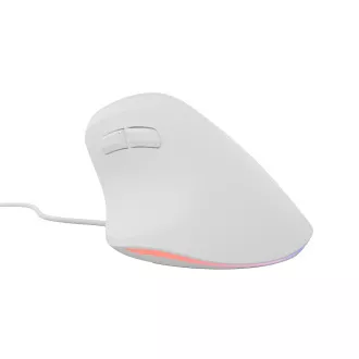 Vertikální myš Natec CRAKE 2 PRO/Vertikální/Optická/Pro praváky/12 400 DPI/Drátové USB-A/Bílá