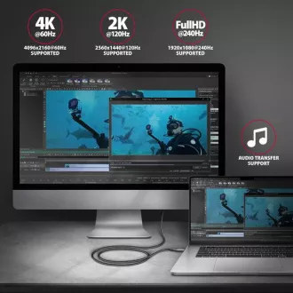 AXAGON RVC-HI2MC, USB-C -> HDMI 2.0a redukce / kabel 1.8m, 4K/60Hz HDR10 AXAGON RVC-HI2MC, USB-C -> HDMI 2.0a redukce / kabel 1.8m, 4K/60Hz HDR10