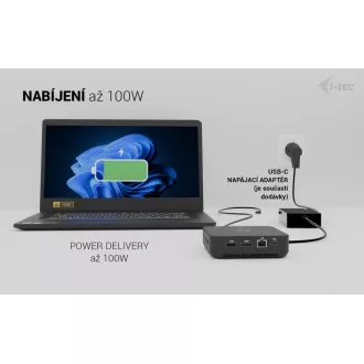 i-tec USB-C DP Dual HDMI Docking Station, Power Delivery 100W + i-tec Universal Charger 100W