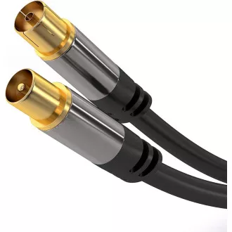 PremiumCord TV antenní HQ propojovací kabel M/F 75Ohm (135dB) 4x stíněný 3m PremiumCord TV antenní HQ propojovací kabel M/F 75Ohm (135dB) 4x stíněný 3m