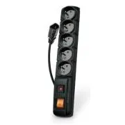 Acar F5 5m kabel, 5 zásuvek, přepěťová ochrana, černý