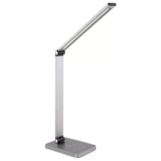 Platinet PDL888S stolní LED lampa 10W stmívatelná, bezdrátové nabíjení, USB port, stříbrná