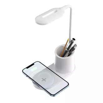 Platinet PDL1930W stolní LED lampa 3W stmívatelná, bezdrátové nabíjení, bílá