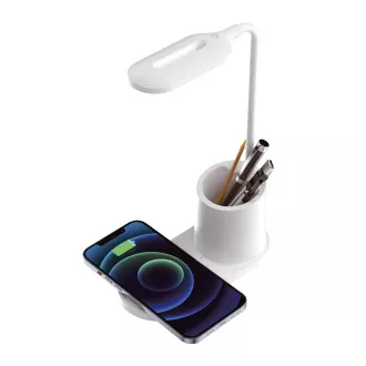 Platinet PDL1930W stolní LED lampa 3W stmívatelná, bezdrátové nabíjení, bílá