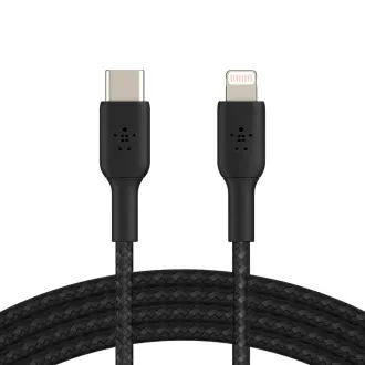 BELKIN kabel oplétaný USB-C - Lightning, 1m, černý
