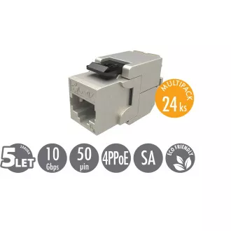 MULTIPACK 24 ks - samořezný keystone Solarix CAT6A STP SXKJ-10G-STP-BK-SA Component Level a 4PPoE